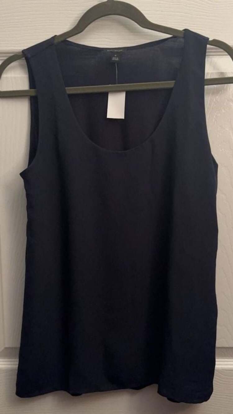 Ann Taylor Navy Scoop Neck Sleeveless Tank Top Blouse